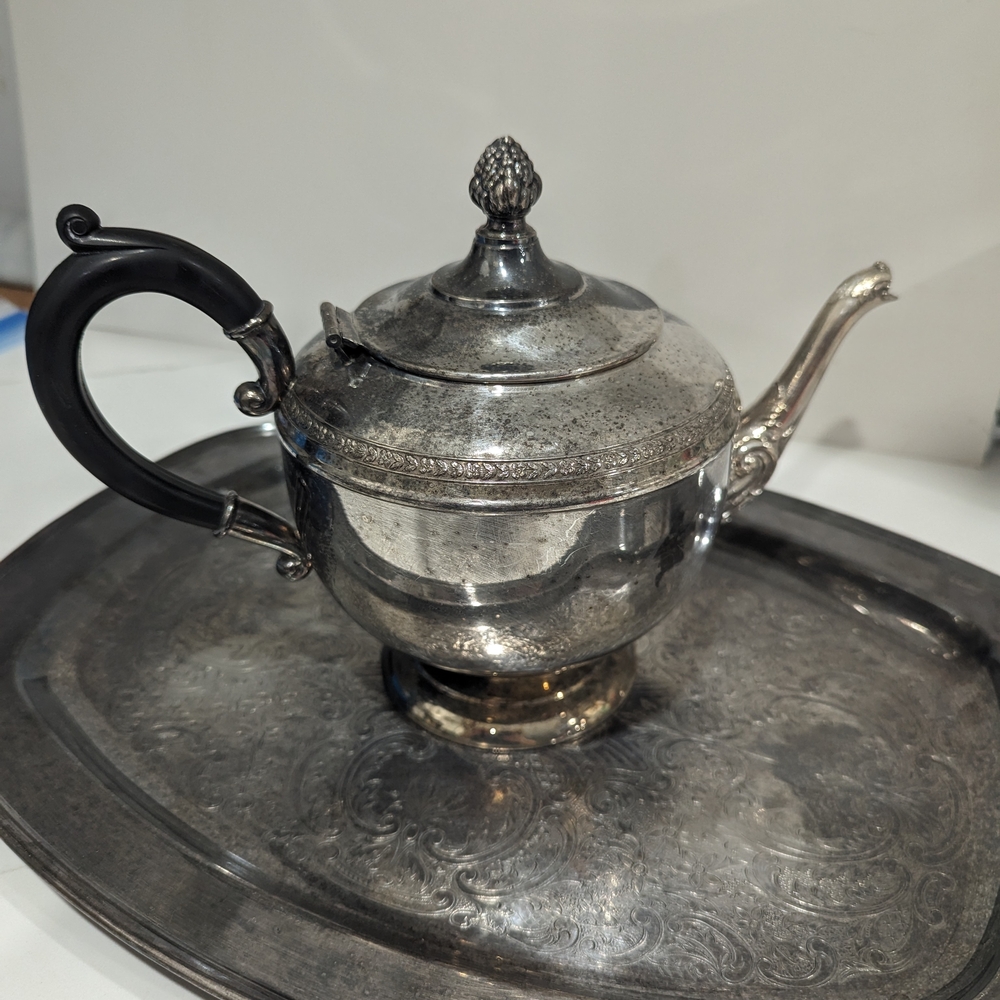 2pc set. Vintage Wm. A Rogers Silver Plated Copper Plater and teapot
